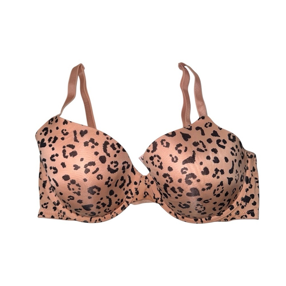Victoria’s Secret Lined Demi Bra Tan Black Animal Heart Print 36DD Women’s